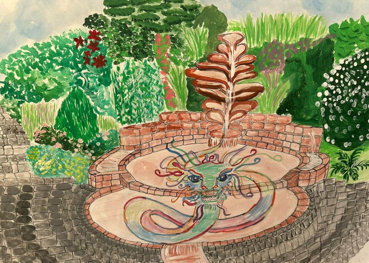 Drache im Brunnen von Chalice Well, Glastonbury